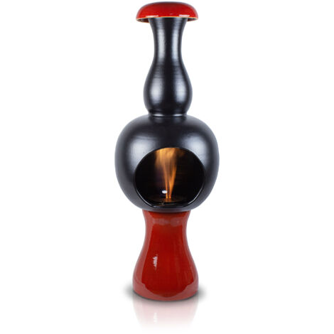 Camino a Bioetanolo da Pavimento in Ceramica 32x95 cm Onda Rosso e Nero