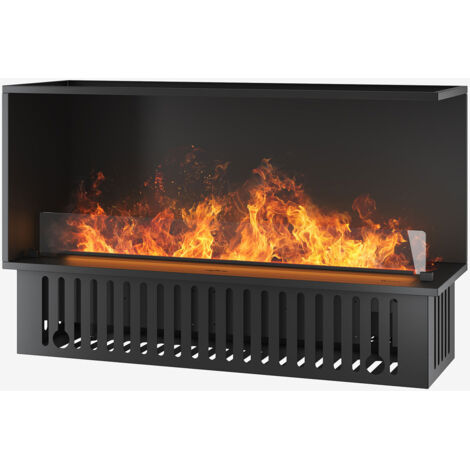 Camino a Vapore Elettrico Bifacciale Angolare a Destra 120x50x40 cm Invapo Corner P1200 Nero