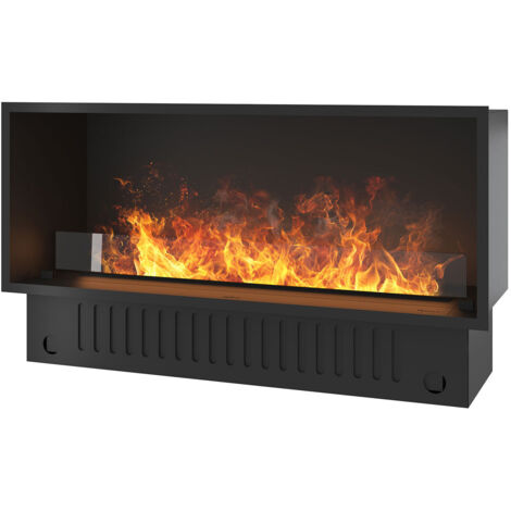 Camino a Vapore Elettrico da Incasso 120x45(64,8)x40 cm Invapo con LED RGB Nero