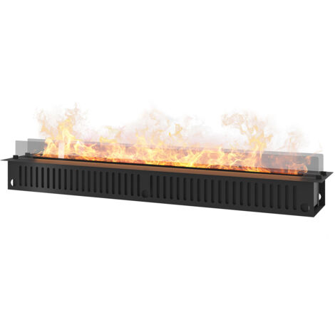 Camino a Vapore Elettrico da Incasso 220x48,5x33 cm Invapo con LED RGB Nero