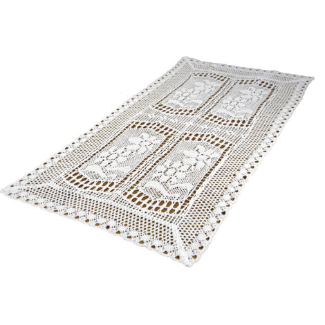Camino de mesa blanco de ganchillo 50x100, camino de mesa de hilo, tapete de encaje blanco