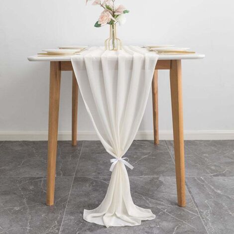 Camino de mesa bohemio de tela de queso beige de 72 x 305 cm para cocina, decoración del hogar, fiestas, bodas y cumpleaños.