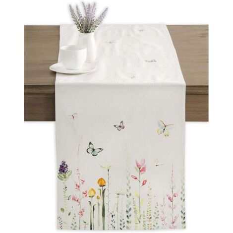Camino de mesa botánico fresco para fiestas, cenas, vacaciones, cocina, primavera/verano (33 cm x 183 cm)