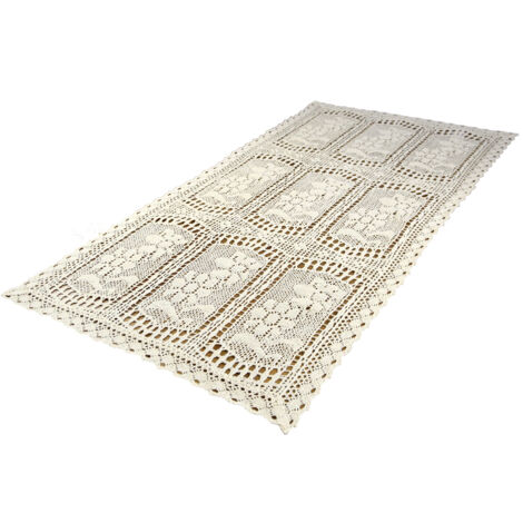 Camino de mesa de encaje beige natural 60x120 Camino de mesa de ganchillo ALGODÓN