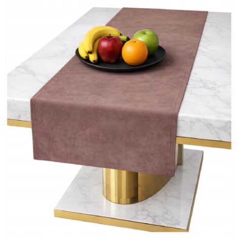 Camino de mesa de terciopelo rosa sucio para mesa de 40x140 cm, rosa liso clásico