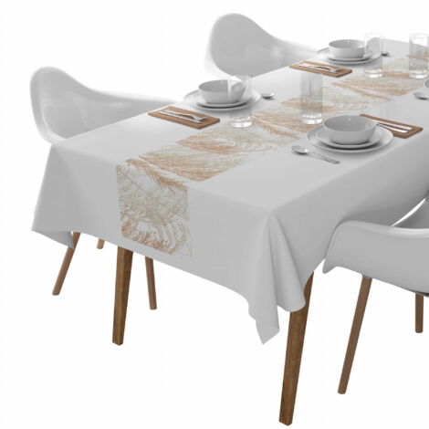 Camino de mesa decorativo 85x85 Hojas Panamá BEIGE