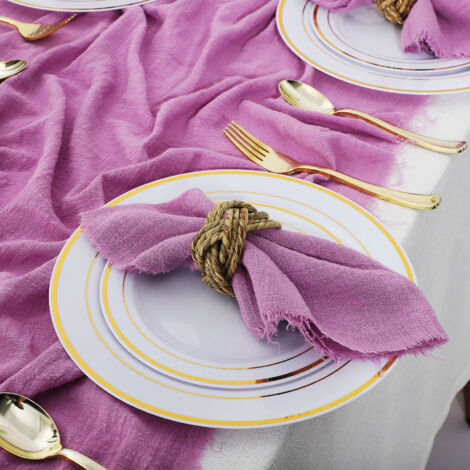 [Camino de mesa] Elegante mantel NappeMano PBTK19077 [Algodón y lino morado] 42 cm/60 cm x 300 cm/400 cm para bodas rústicas