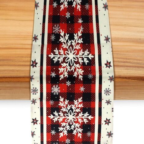 Camino de mesa navideño, 183x33cm, con diseño de copos de nieve. Decoración festiva de invierno para cocina, comedor, fiestas y hogar.