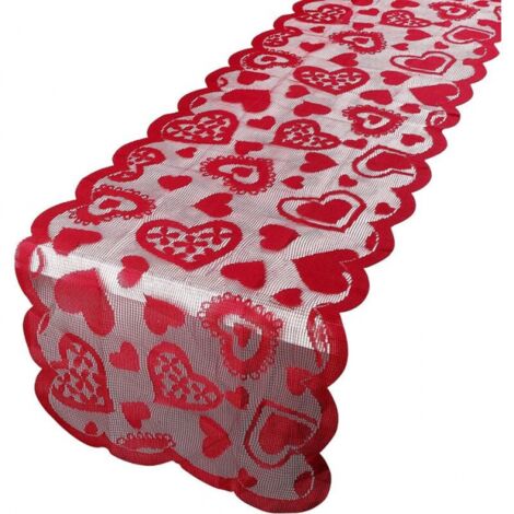 Camino de mesa para el día de San Valentín, mantel individual con forma de corazón, mantel individual rojo, mantel rectangular, decoración de mesa para el día de San Valentín, boda, cumpleaños