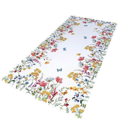 Camino de mesa rectangular blanco con flores de colores 60x120 Servilleta decorativa