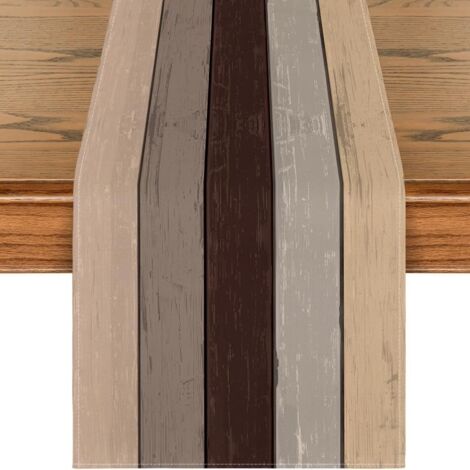 Camino de mesa rústico de madera marrón antigua para decoración de cocina, hogar y fiestas navideñas de otoño, 13 x 72 pulgadas