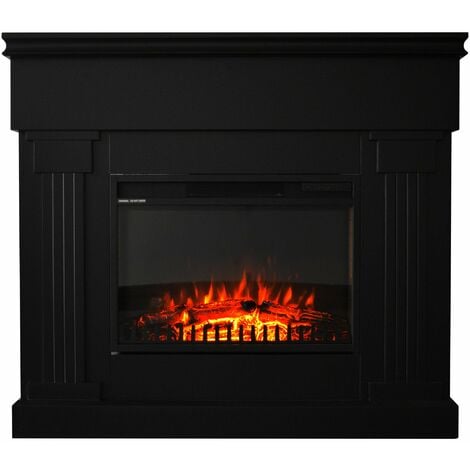 HOMCOM Camino Elettrico Da Tavolo Con Effetto Fiamma, Caminetto Con Potenza Regolabile 600/1200W, Copertura 10-15m², Nero | Italy