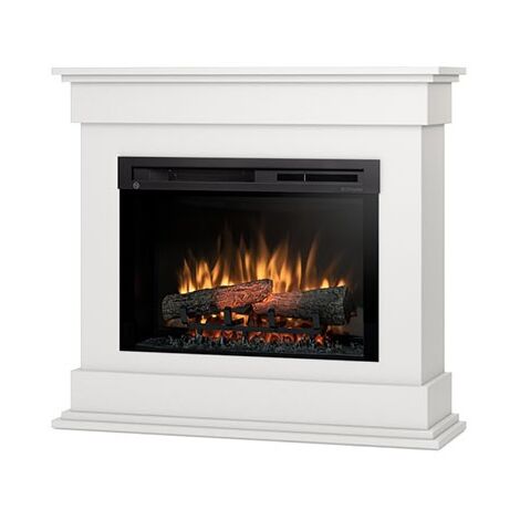 Camino Elettrico Riscaldante Da Pavimento Autoportante a LED - 26" - Bianco opaco - 97 x 88 x 29 - LENOX