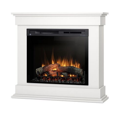 Camino Elettrico Riscaldante Da Pavimento Autoportante a LED - 28" - Bianco opaco - 103 x 94 x 29 - LENOX