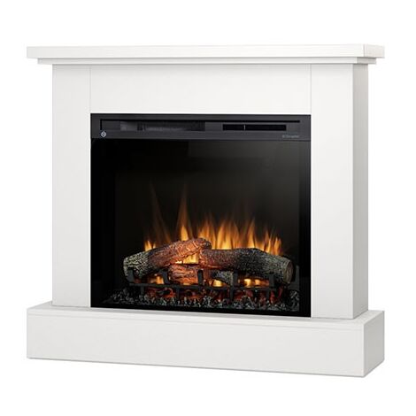 Camino Elettrico Riscaldante Da Pavimento Autoportante a LED - 28" - Bianco opaco - 105 x 95 x 29 - YUKON