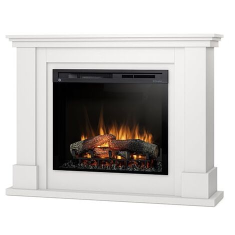 Camino Elettrico Riscaldante Da Pavimento Autoportante a LED - 28" - Bianco opaco - 125 x 95 x 31 - LUENA