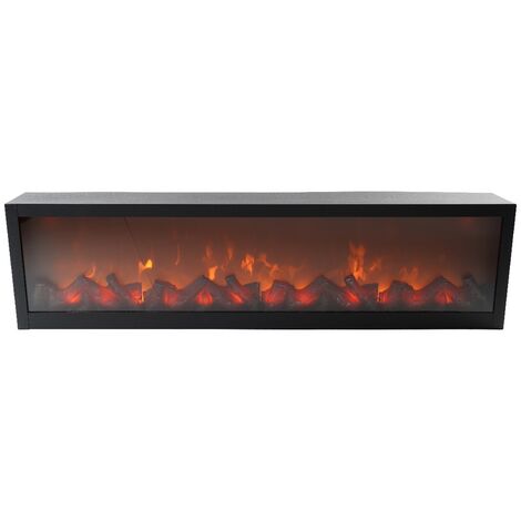 CAMINO LED NERO EFFETTO FUOCO 82X12X20