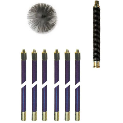 CAMINO PULISCI SPAZZACAMINO SPAZZA PULIZIA CANNA FUMARIA KIT MT 8,60 SCOVOLO 200