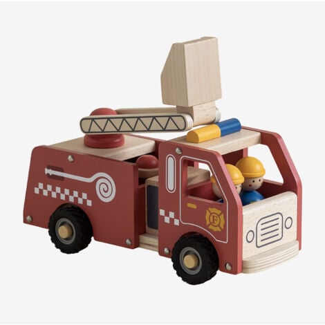 Camion de Pompier Electrique Rouge 35W avec Casque, Lance et Extincteur,  Indicateur de Batterie et Télécommande Parentale