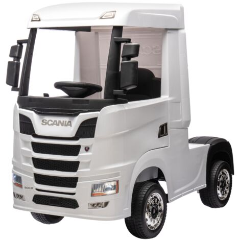 Camion Elettrico Per Bambini  Scania 24V Porte Apribili-Bianco