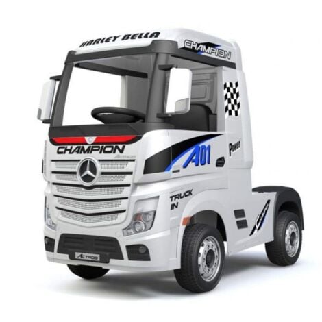 TECNOBIKE SHOP Camion Elettrico Per Bambini Truck MERCEDES ACTROS 12V Porte Apribili-Bianco