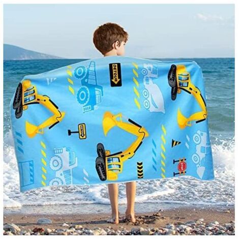 Camion Enfants Serviette de Plage - 70x 150cm Serviette Microfibre Sans Sable pour Garçons Piscine Serviette de Voyage Absorbant