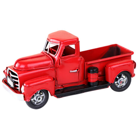 Camion Rouge de Noël Vintage - Modèle Métallique Décoration de Table pour Cheminée et Étagère