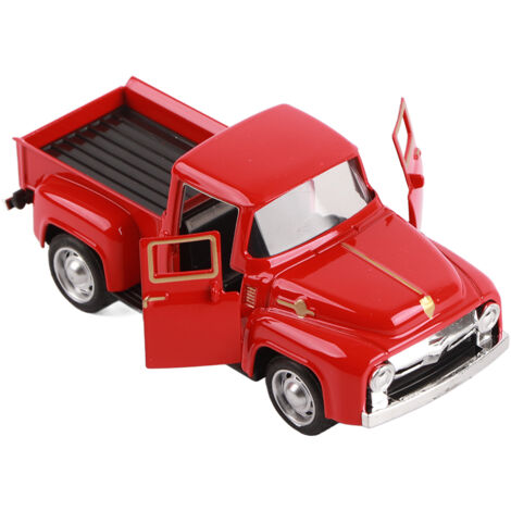Camion Vintage Rouge Noël en Métal Durable - Décoration de Table Fêtes