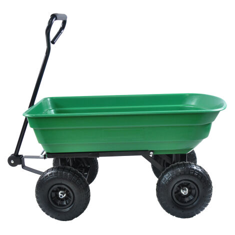 Camión volquete plegable Poly Garden con estructura de acero, 10 pulgadas. Neumático, capacidad de 300 libras, carrocería de camión de 75 litros