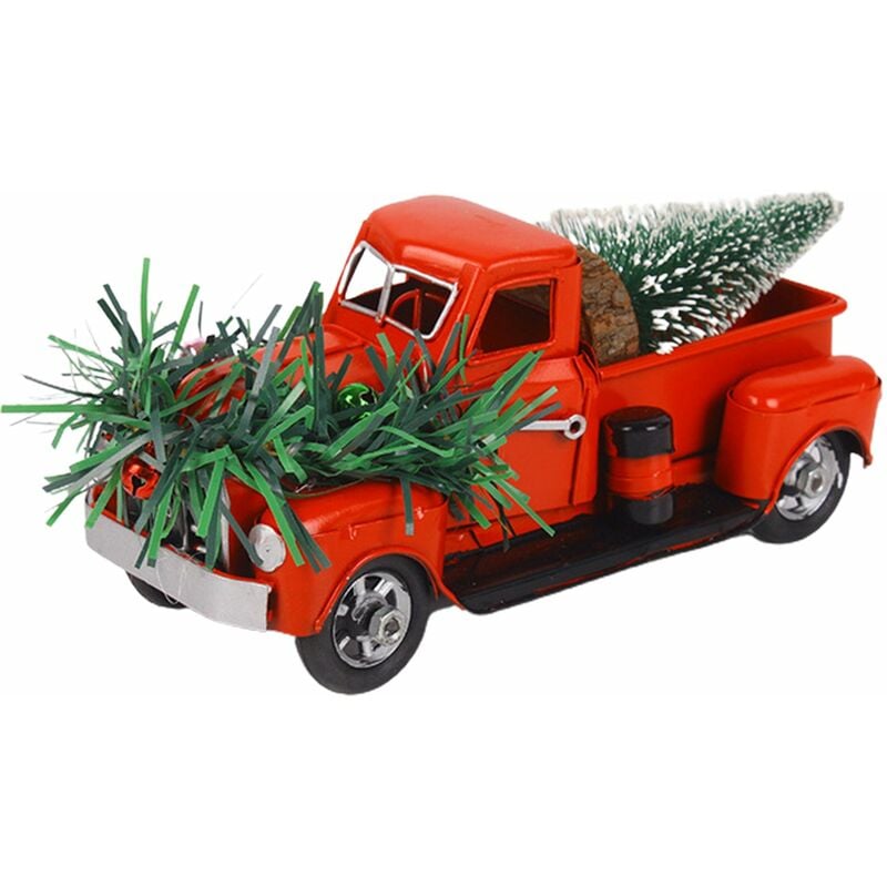 

Happyshopping - Camioneta pickup r¨²stica cl¨¢sica del metal del vintage, decoraci¨®n de Ministerio del Interior de la Navidad,Rojo, campana, ¨¢rbol
