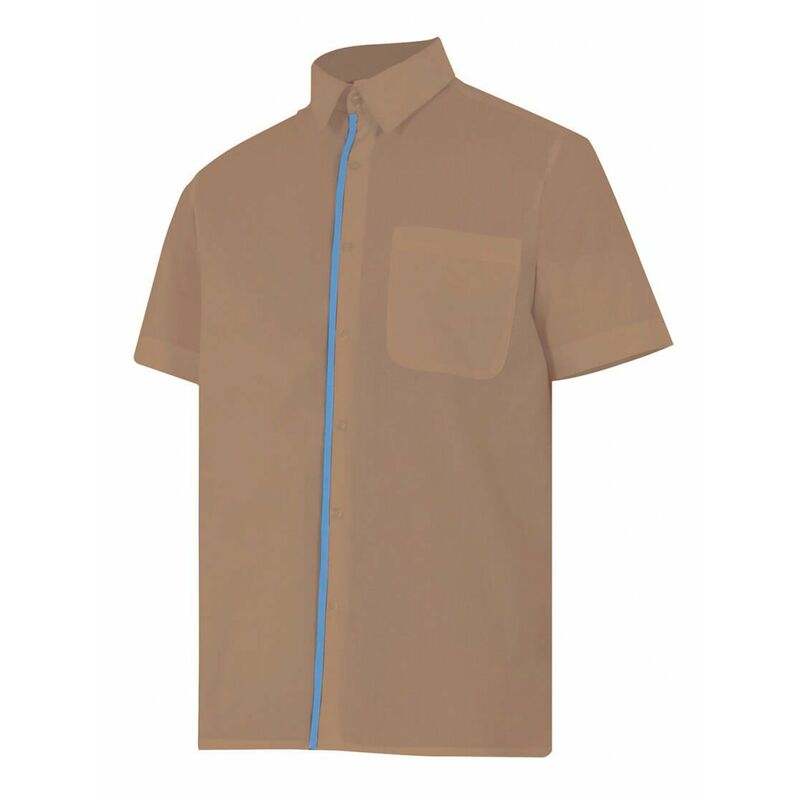 

Camisa beige de manga corta con vivos en cierre central VELILLA Combinada Serie P531 | S - Beige / Celeste