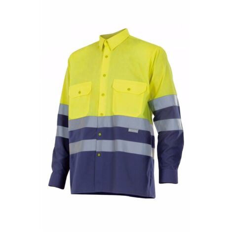 Camisa Bicolor Manga Larga Alta Visibilidad AZUL MARINO/AMARILLO FLÚOR 3XL