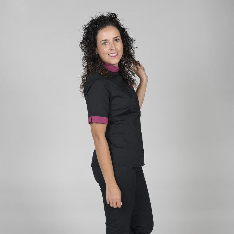 

Camisa de mujer combinada en manga corta con cuello mao GARY'S Combi | Negro - YL
