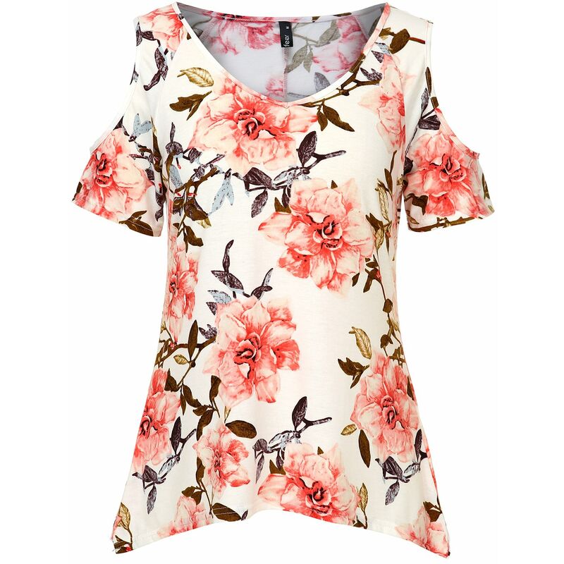 

Camisa con diseno de dobladillo ancho y hombros descubiertos de Vogue, blanco, S