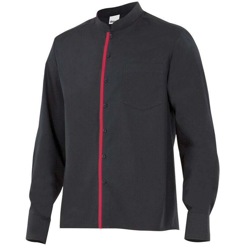 

Camisa de hombre para hostelería de cuello Mao combinada VELILLA Serie PLISTÁN | XL - Negro / Rojo