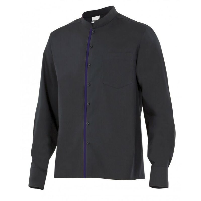 

Camisa de hombre para hostelería de cuello Mao combinada VELILLA Serie PLISTÁN | 2XL - Negro / Verde lima