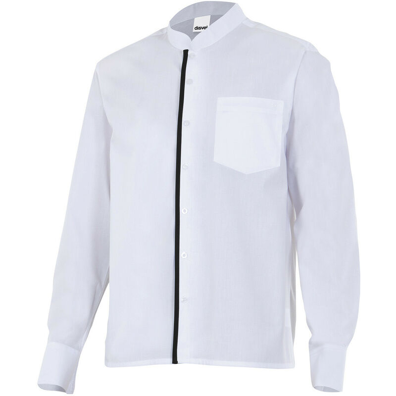 

Camisa de hombre para hostelería de cuello Mao combinada VELILLA Serie PLISTÁN | 50 - Blanco / Negro