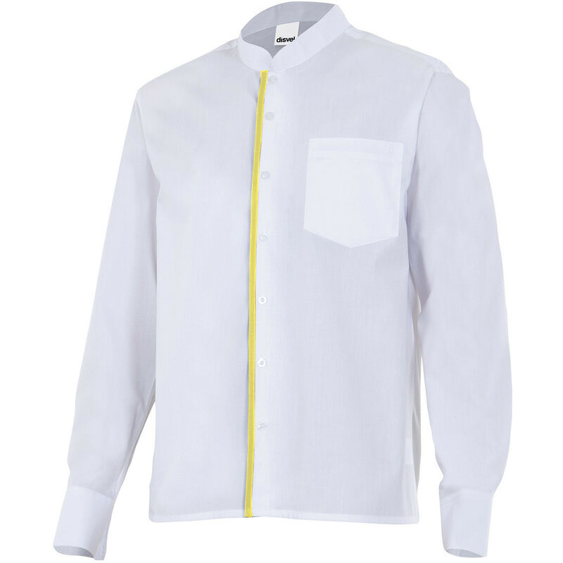 

Camisa de hombre para hostelería de cuello Mao combinada VELILLA Serie PLISTÁN | L - Blanco / Amarillo claro