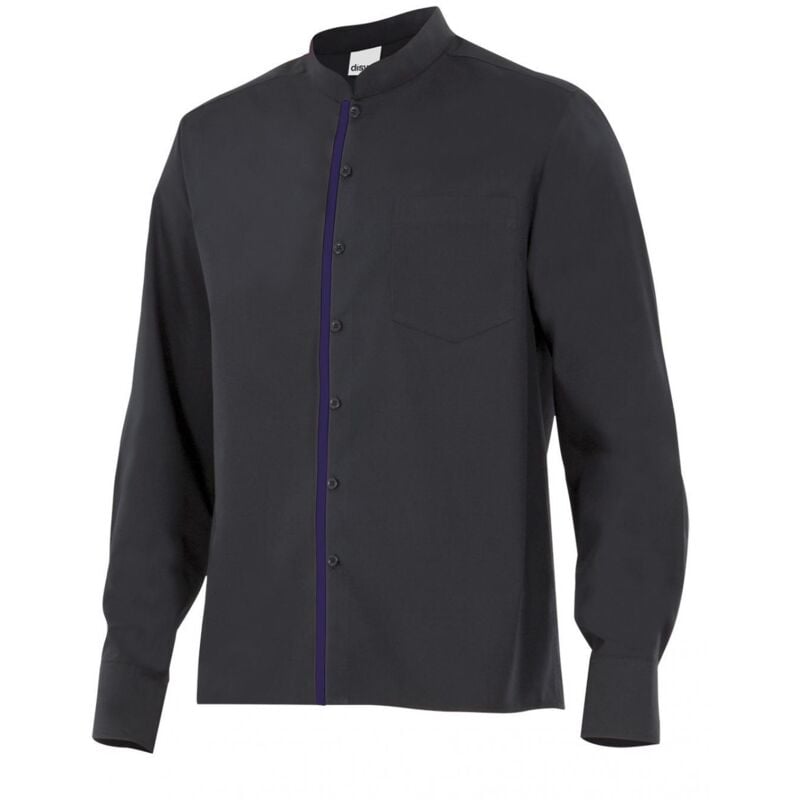 

Camisa de hombre para hostelería de cuello Mao combinada Serie PLISTÁN | M - Blanco / Azul Ultramar - Velilla