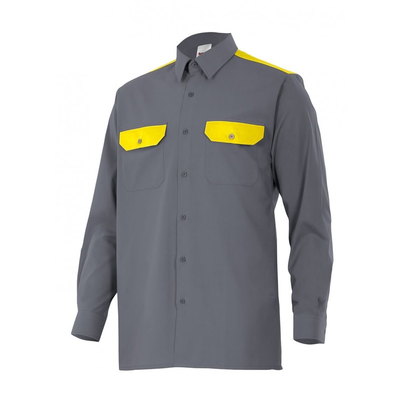 

Camisa industrial de manga larga combinada con vivos Serie CT520 | 3XL - Gris / Amarillo Flúor - Velilla