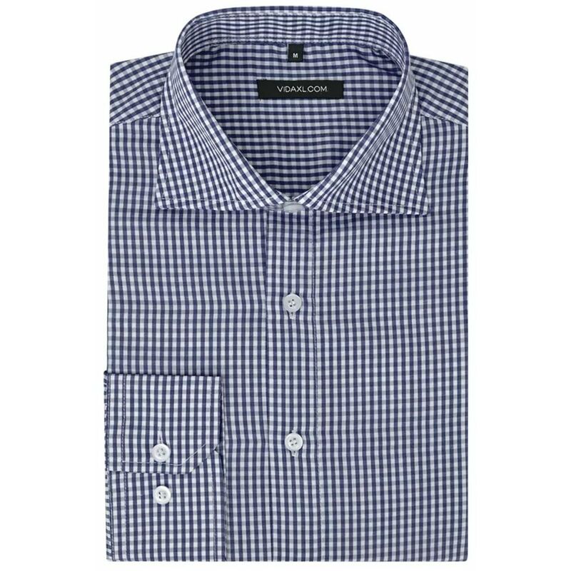 

Camisa de vestir de hombre a cuadros blanca y azul claro S
