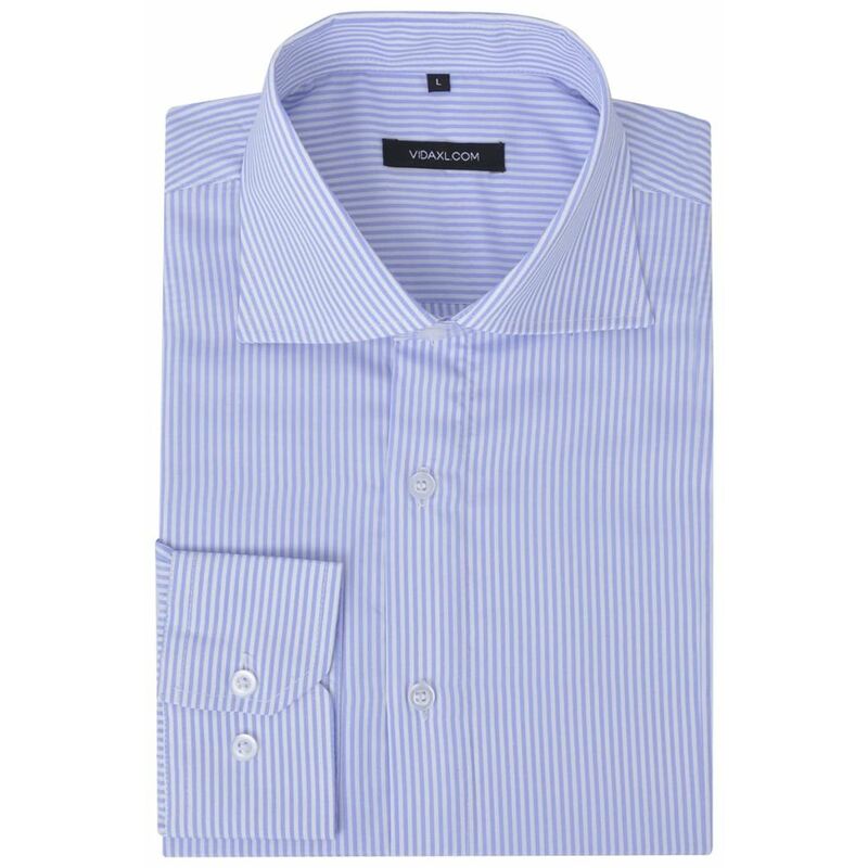 

Camisa de vestir de hombre a rayas blanca y azul claro M