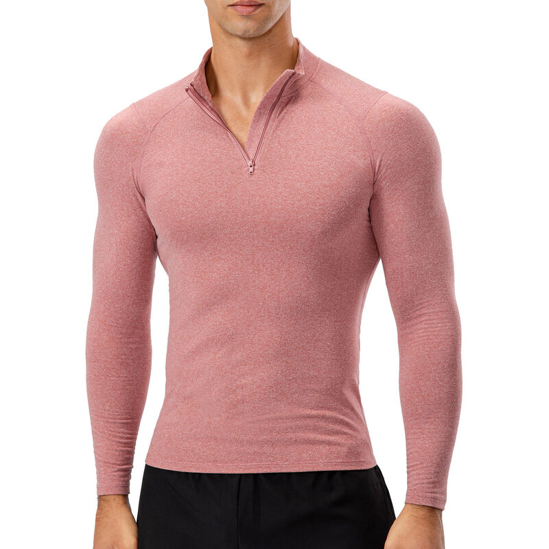 

Asupermall - Camisa deportiva para hombre, polar, calido, elastico, ajustado, cuello alto, manga larga, cremallera, ropa deportiva para correr,