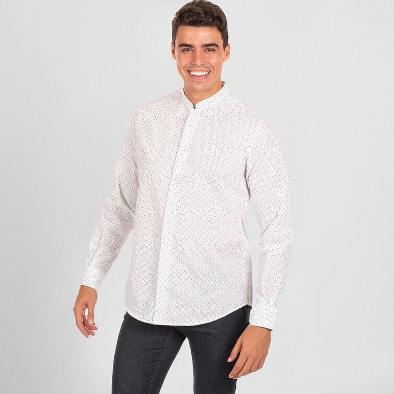 

Camisa de hombre manga larga con cuello mao con estampado GARY'S Fiorella | 40 - Blanco / Topos marino