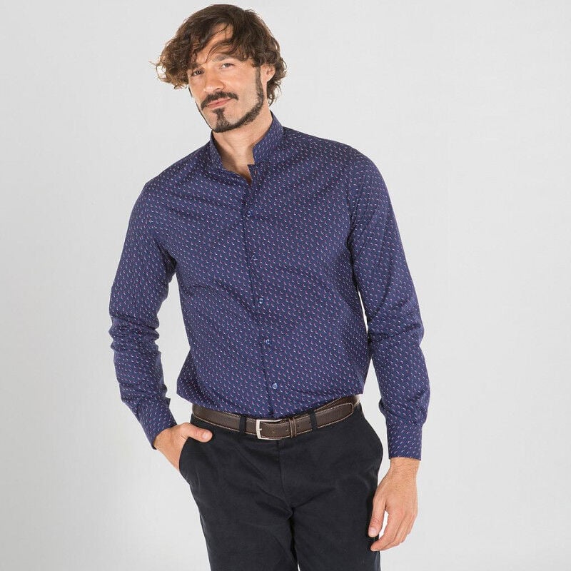 

Camisa de hombre manga larga con cuello mao con estampado GARY'S Fiorella | 46 - Gaviota Marino