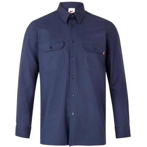 Camisa industrial de algodón de manga larga VELILLA (Azul marino) Serie 533 XL