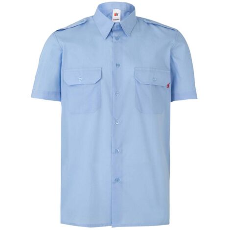 Camisa industrial de manga corta con galoneras VELILLA Serie 532 M Celeste