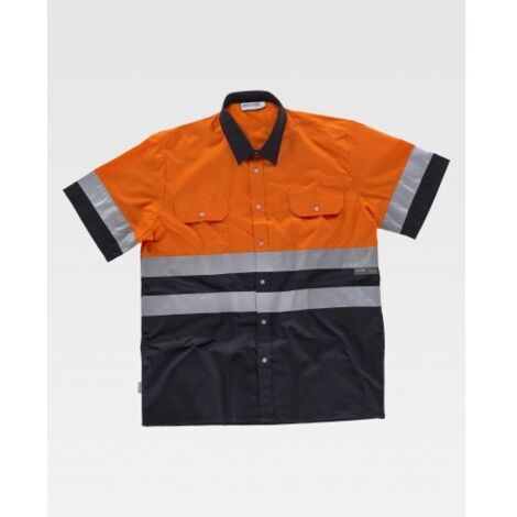 Camisa manga corta de trabajo de alta visibilidad WORKTEAM C3811 44 Marino+Naranja A.V.