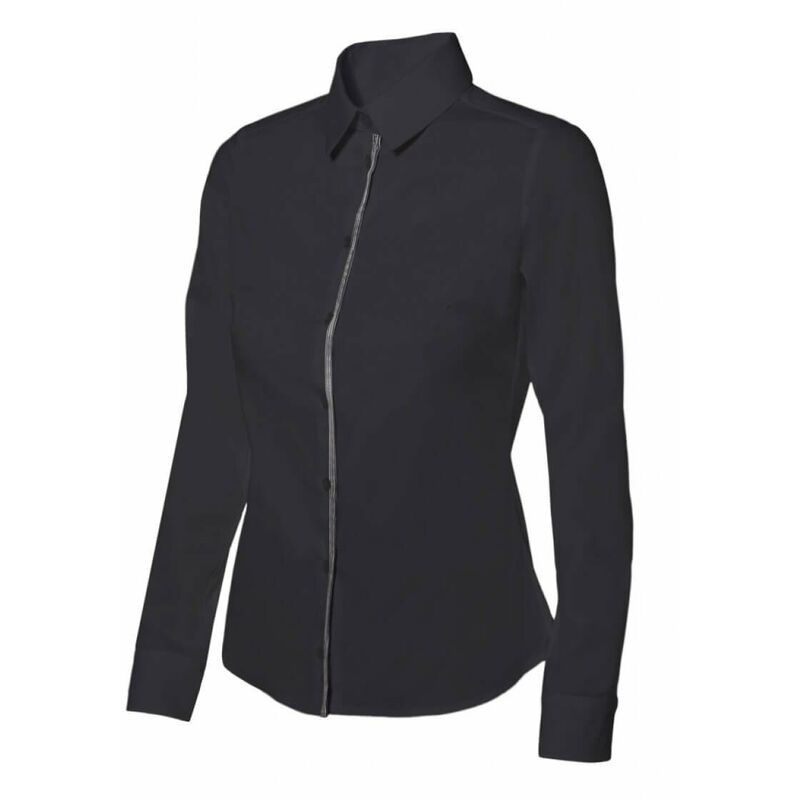 

Camisa de mujer stretch combinada con cierre central francés Serie P405002 | M - Negro / Rayas negras - Velilla