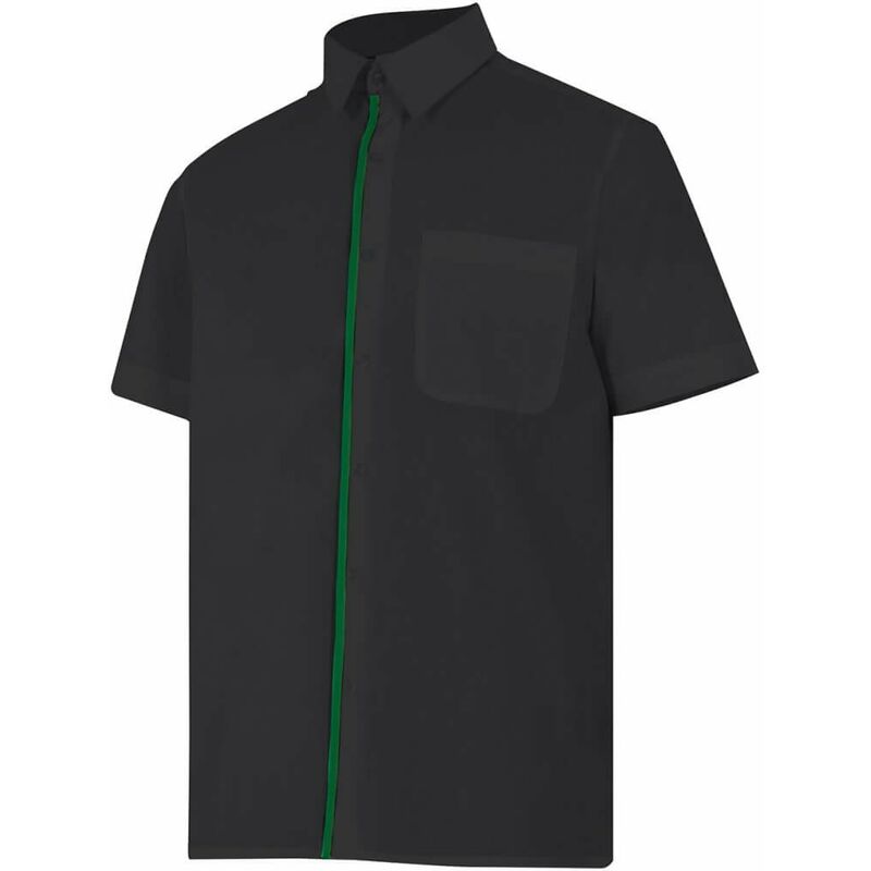 

Camisa manga corta con cierre francés combinada con vivos VELILLA Serie P531 | 3XL - Negro / Verde